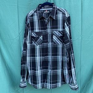 Mens Airwalk black and green plaid long sleeve shirt size XL
